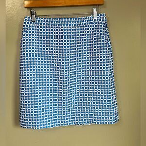 346 Brooks Brothers geometric A line blue white skirt‎ preppy office academia